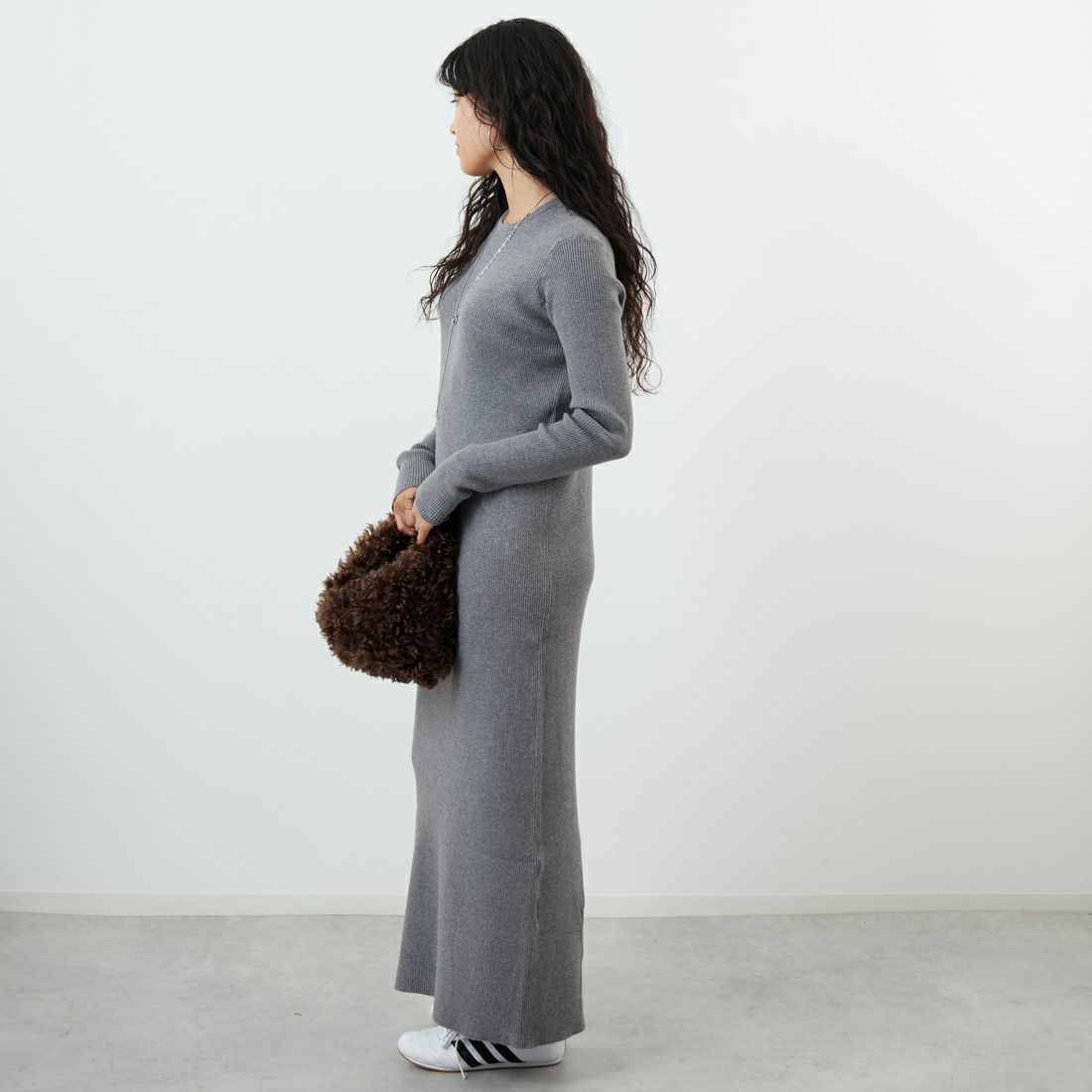 USINE [ユジーヌ] リブニットワンピース [11256853] ｸﾞﾚｰ &&モデル身長：162cm 着用サイズ：36&&