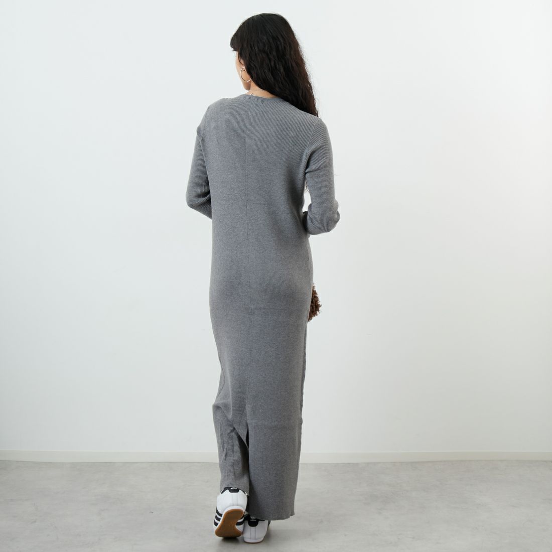 USINE [ユジーヌ] リブニットワンピース [11256853] ｸﾞﾚｰ &&モデル身長：162cm 着用サイズ：36&&