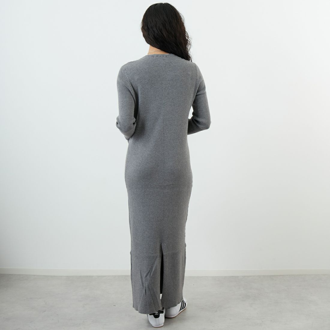 USINE [ユジーヌ] リブニットワンピース [11256853] ｸﾞﾚｰ &&モデル身長：162cm 着用サイズ：36&&