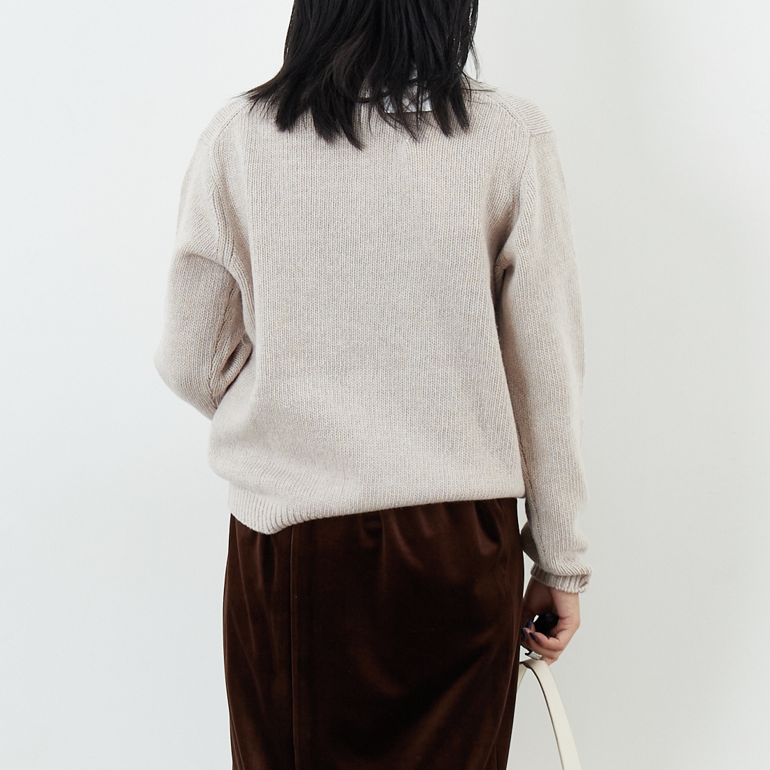 MAISON KITSUNE [メゾン キツネ] ドレスドフォックス インターシャウールジャンパー [PW00812KH0002] 0382 P.WHI &&モデル身長：167cm 着用サイズ：S&&