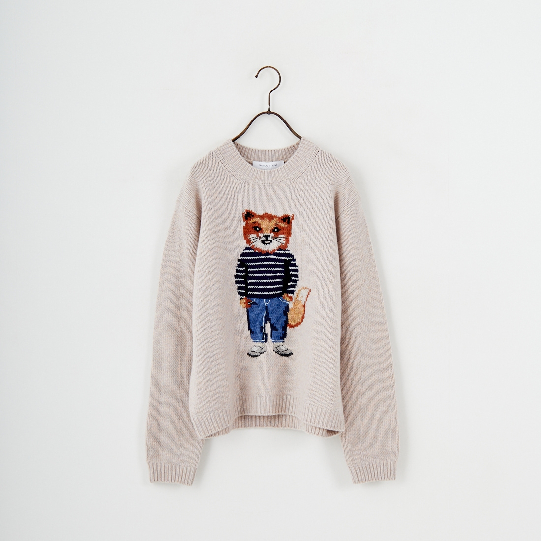 MAISON KITSUNE [メゾン キツネ] ドレスドフォックス インターシャウールジャンパー [PW00812KH0002] 0382 P.WHI