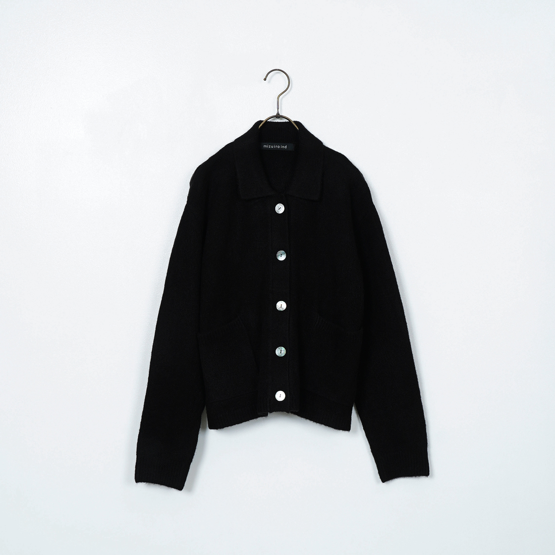 mizuiro ind [ミズイロインド] 襟付きショートカーディガン [3-220109] 99 BLACK