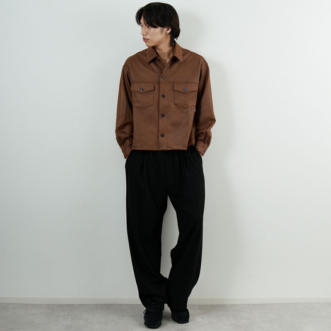 SLICK [スリック] シンセティックレザートラッカージャケット [5111047] 500 BROWN &&モデル身長：179cm 着用サイズ：1&&