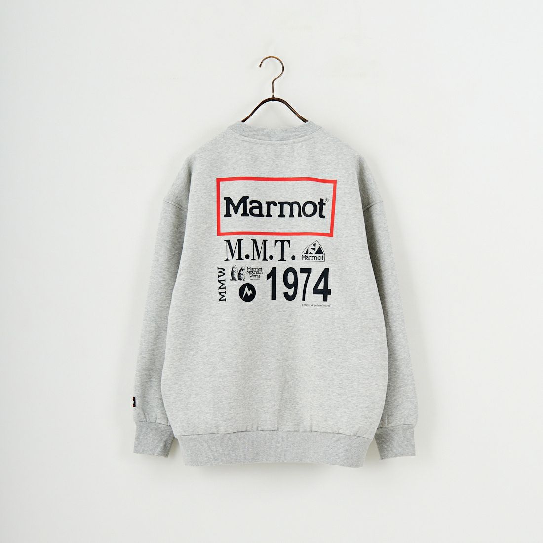 Marmot [マーモット] 別注 ヒストリーロゴ バックプリントスウェット [MTFW25USW363IN-JF] TOP GRAY
