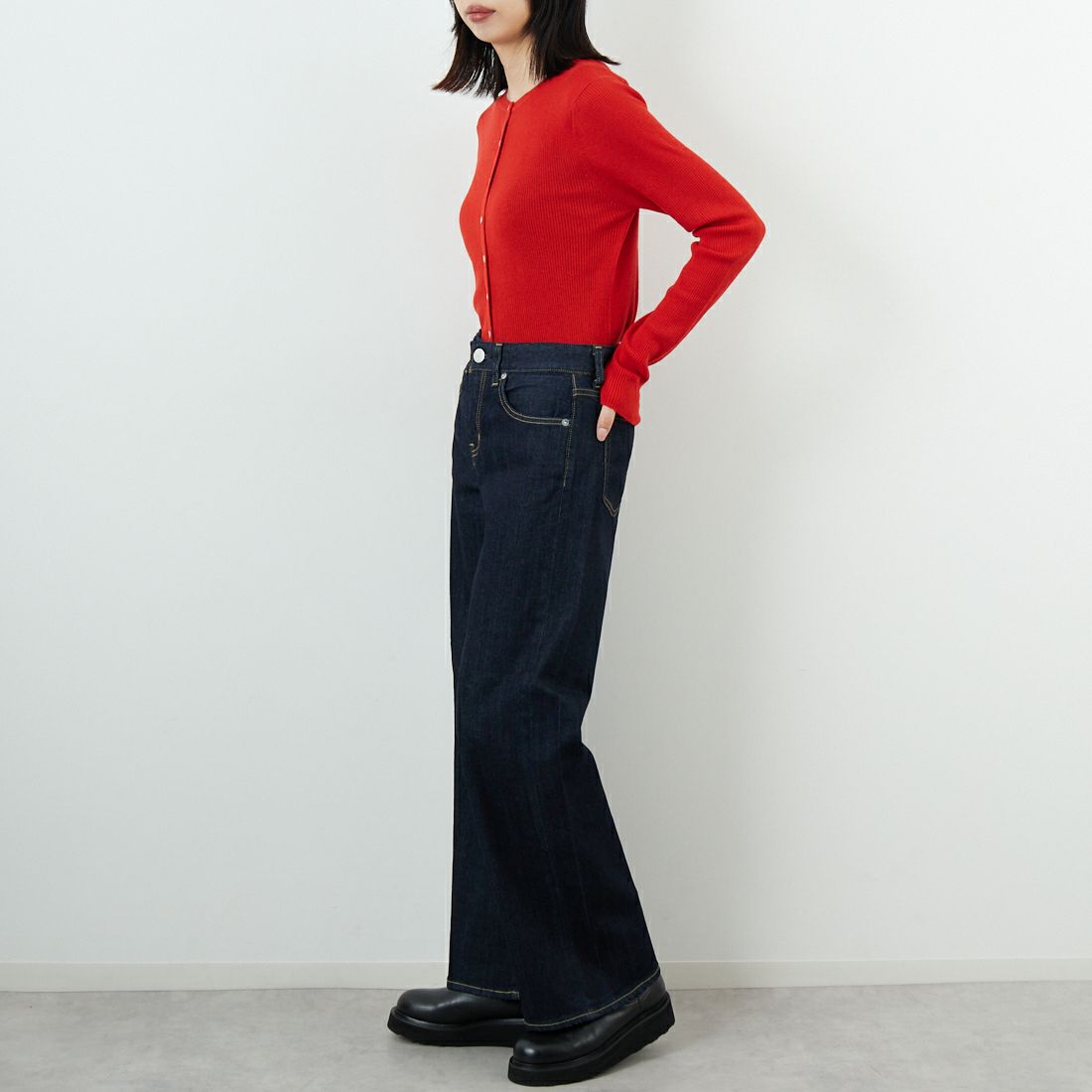 RED CARD TOKYO [レッドカード トーキョー] 35th Anniversary ワイドデニムパンツ [26W10101RNS] RINSE &&モデル身長：162cm 着用サイズ：22&&