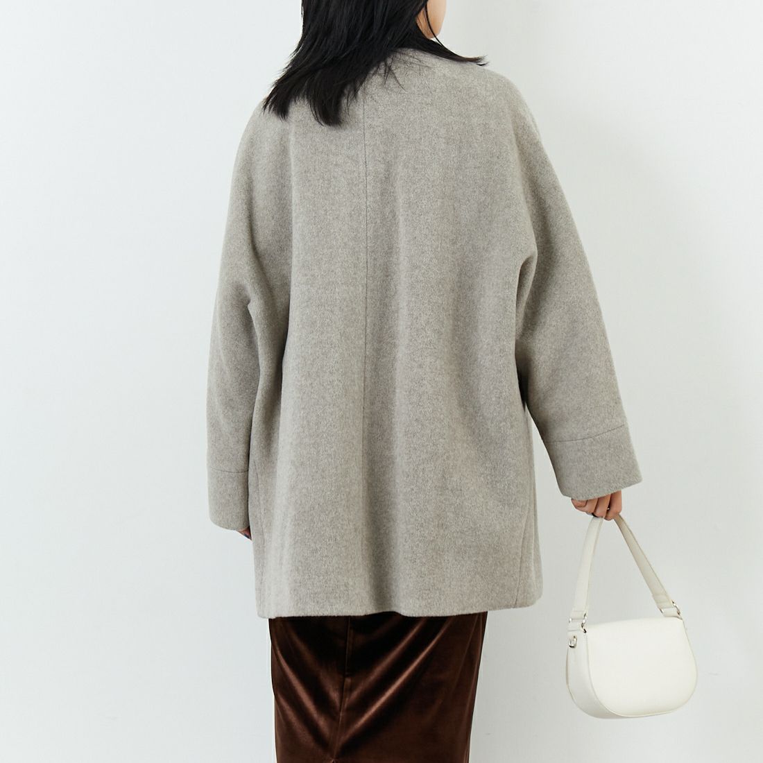 TICCA [ティッカ] ノーカラーテントコート [TBEA-244] BEIGE &&モデル身長：167cm 着用サイズ：F&&