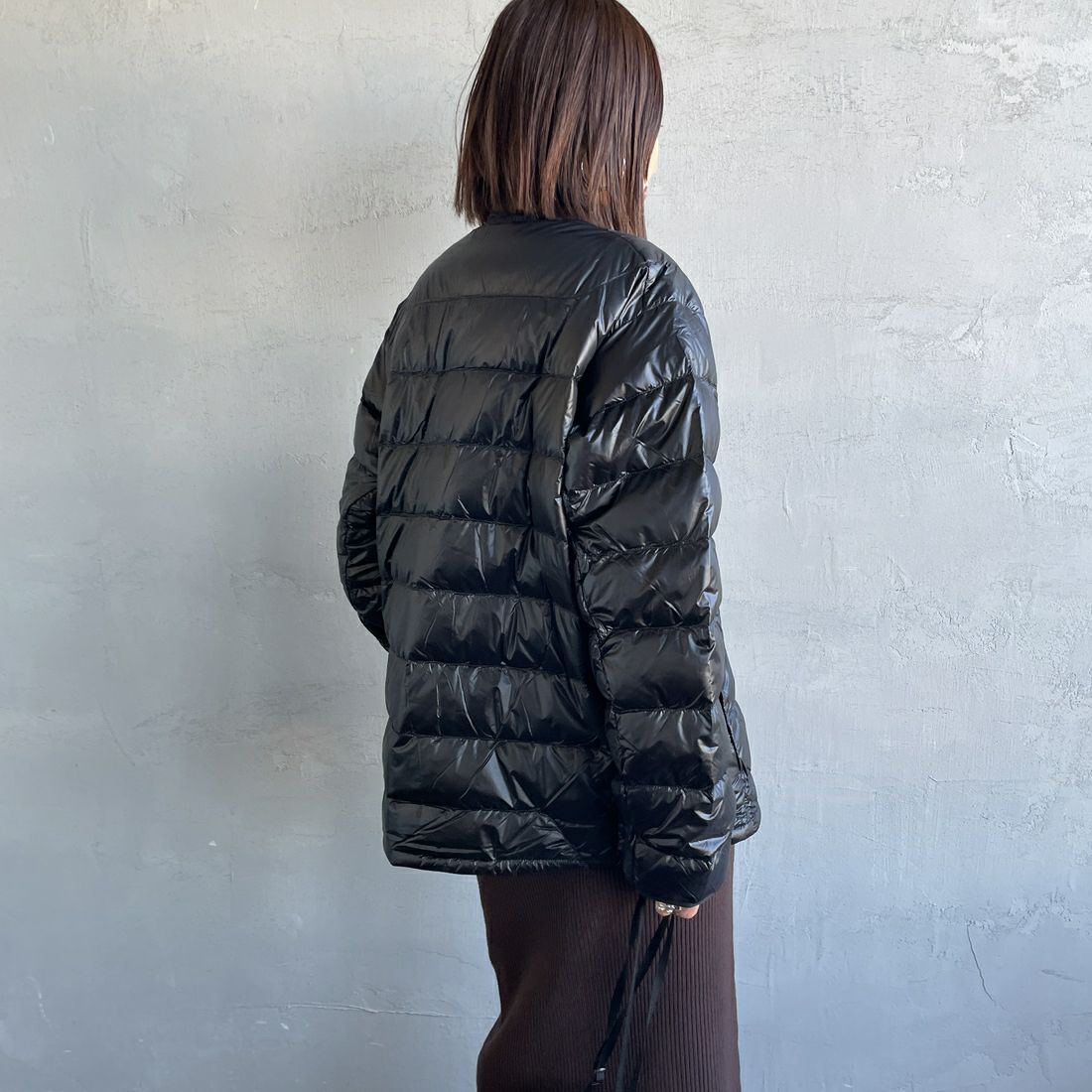 NANGA [ナンガ] 7デイズインナーダウンカーディガン [N2530-0I061A] BLK &&モデル身長：159cm 着用サイズ：S&&