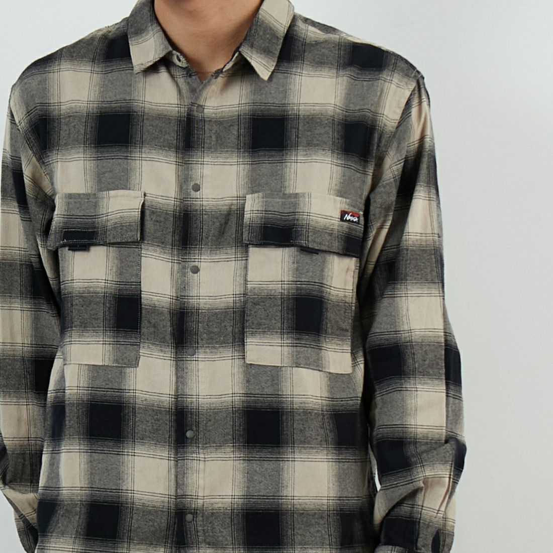 NANGA [ナンガ] オンブレチェック ダブルポケット ボックスシャツ [N2530-1I110A] BLK