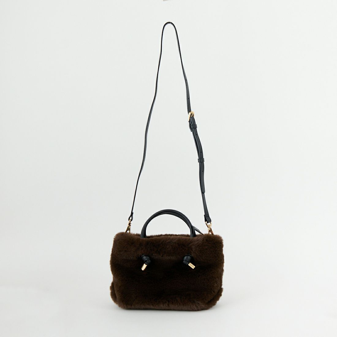 VIOLAd'ORO [ヴィオラドーロ] ELMO エコファーバッグ [V-8763] D.BROWN/BK