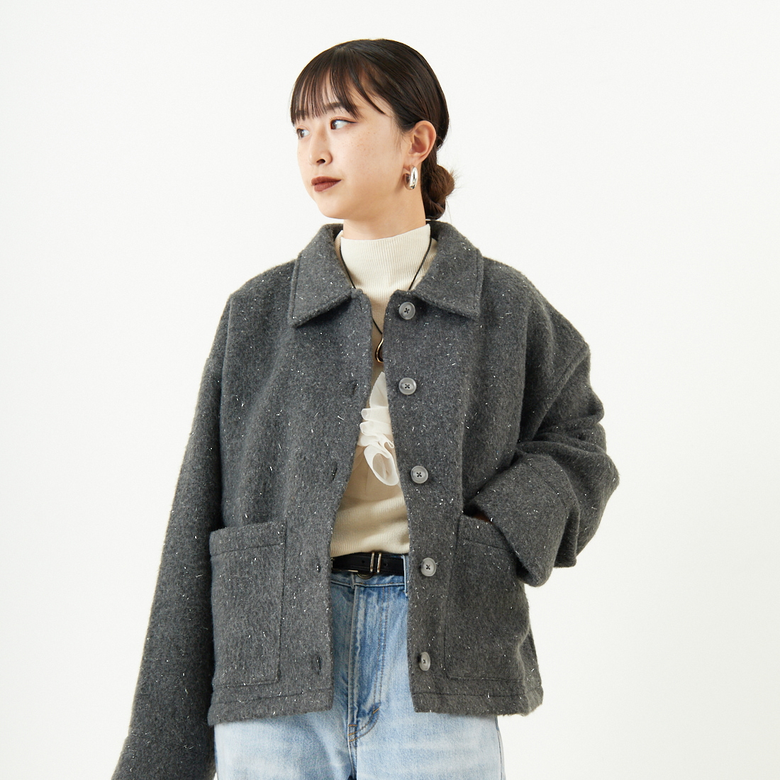08 CHARCOA&&モデル身長：150cm 着用サイズ：F&&