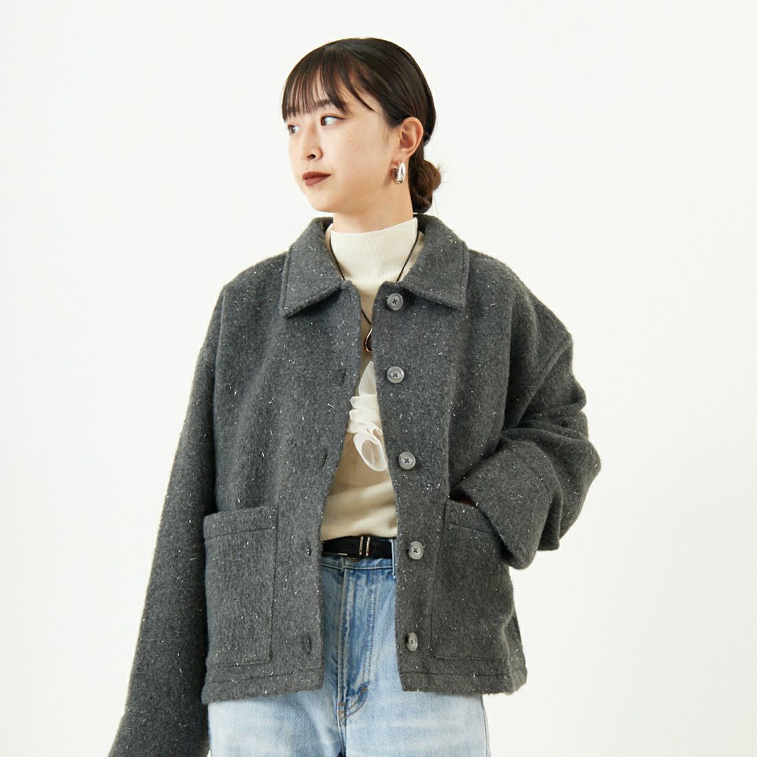 08 CHARCOA&&モデル身長：150cm 着用サイズ：F&&