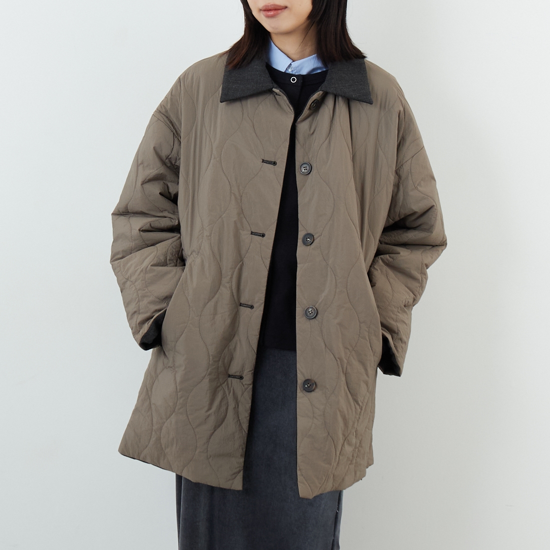 CLOCHE [クロシェ] リバーシブル中綿コート [55284522]｜ジーンズ