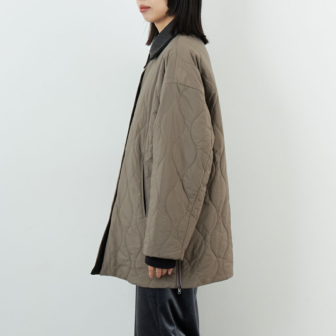 CLOCHE [クロシェ] リバーシブル中綿コート [55284522] ﾓｶ &&モデル身長：162cm 着用サイズ：2&&