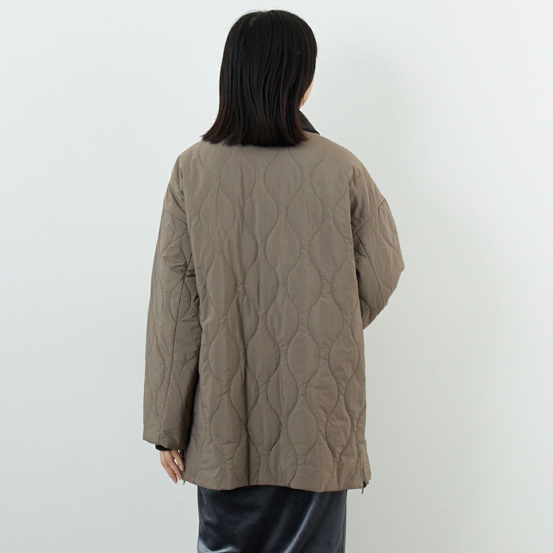 CLOCHE [クロシェ] リバーシブル中綿コート [55284522] ﾓｶ &&モデル身長：162cm 着用サイズ：2&&