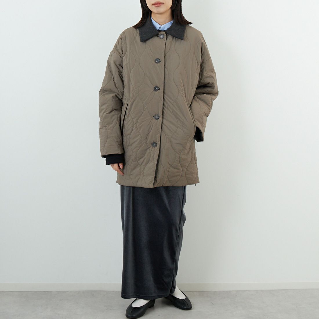 CLOCHE [クロシェ] リバーシブル中綿コート [55284522] ﾓｶ &&モデル身長：162cm 着用サイズ：2&&