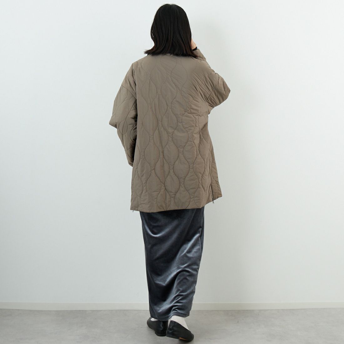 CLOCHE [クロシェ] リバーシブル中綿コート [55284522] ﾓｶ &&モデル身長：162cm 着用サイズ：2&&