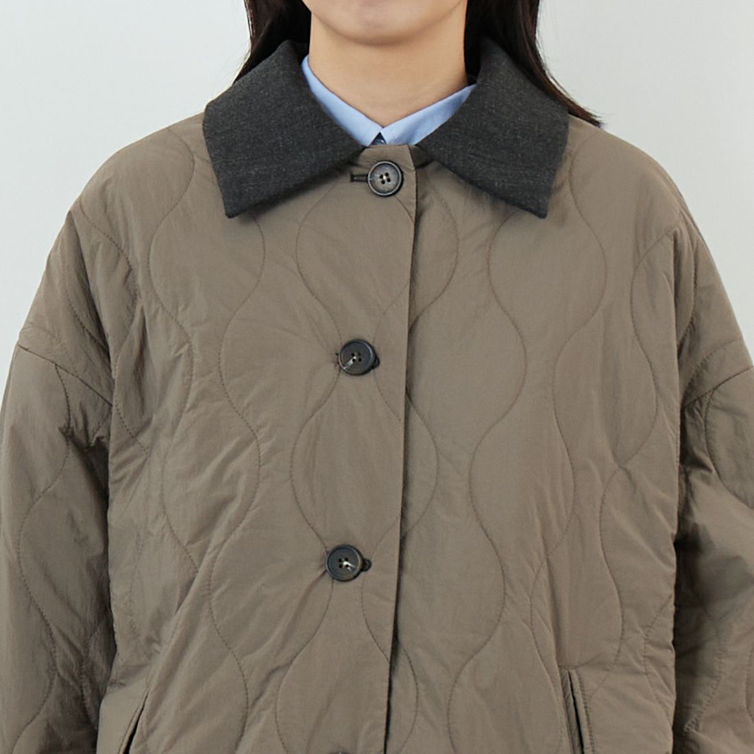 CLOCHE [クロシェ] リバーシブル中綿コート [55284522] ﾓｶ &&モデル身長：162cm 着用サイズ：2&&