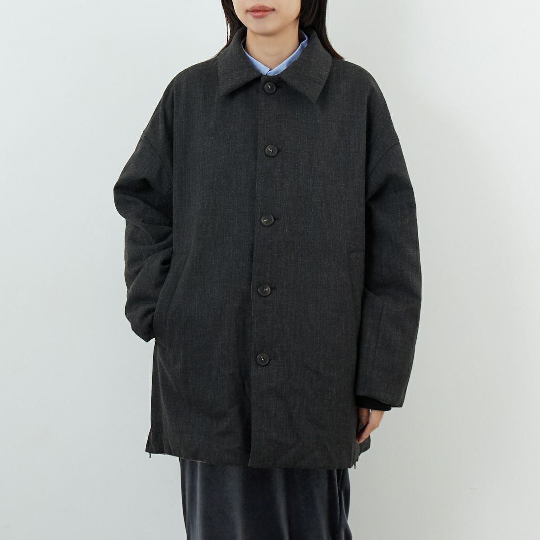 CLOCHE [クロシェ] リバーシブル中綿コート [55284522] ﾓｶ &&モデル身長：162cm 着用サイズ：2&&