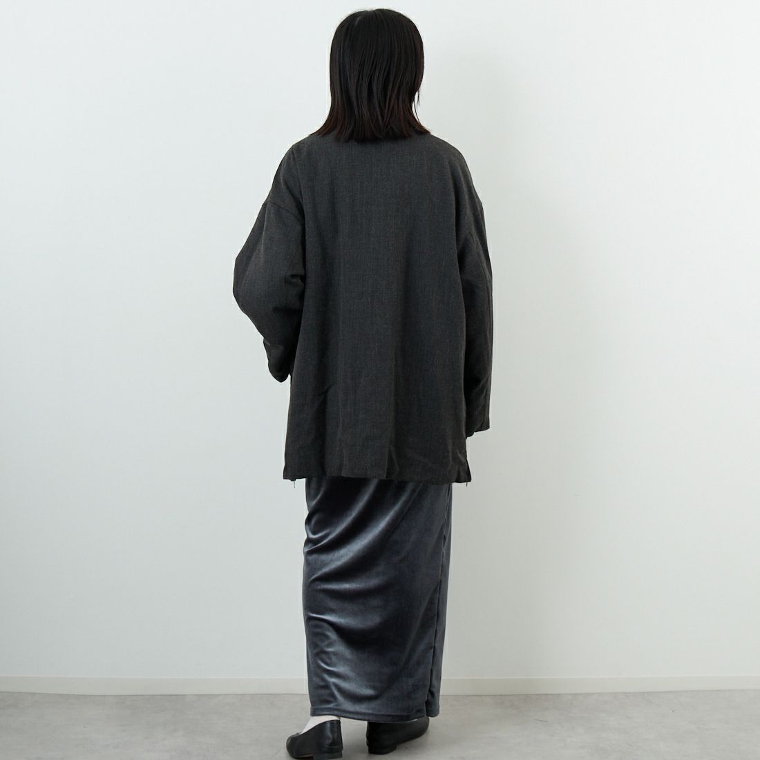 CLOCHE [クロシェ] リバーシブル中綿コート [55284522] ﾓｶ &&モデル身長：162cm 着用サイズ：2&&