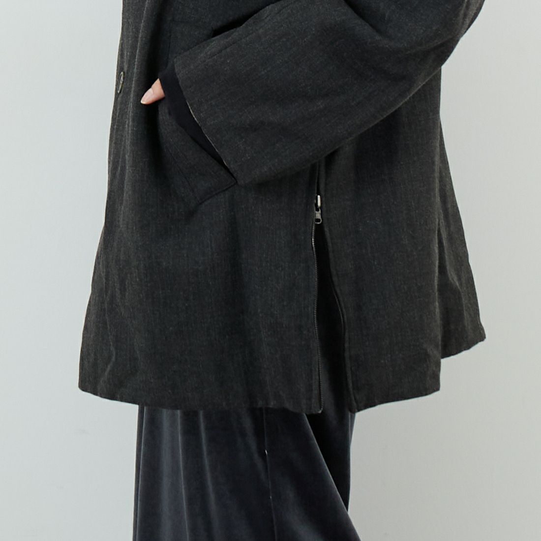 CLOCHE [クロシェ] リバーシブル中綿コート [55284522] ﾓｶ &&モデル身長：162cm 着用サイズ：2&&