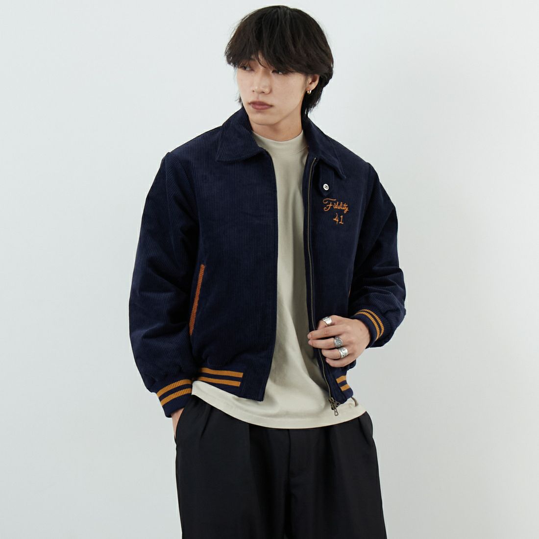 60 NAVY&&モデル身長：179cm 着用サイズ：M&&