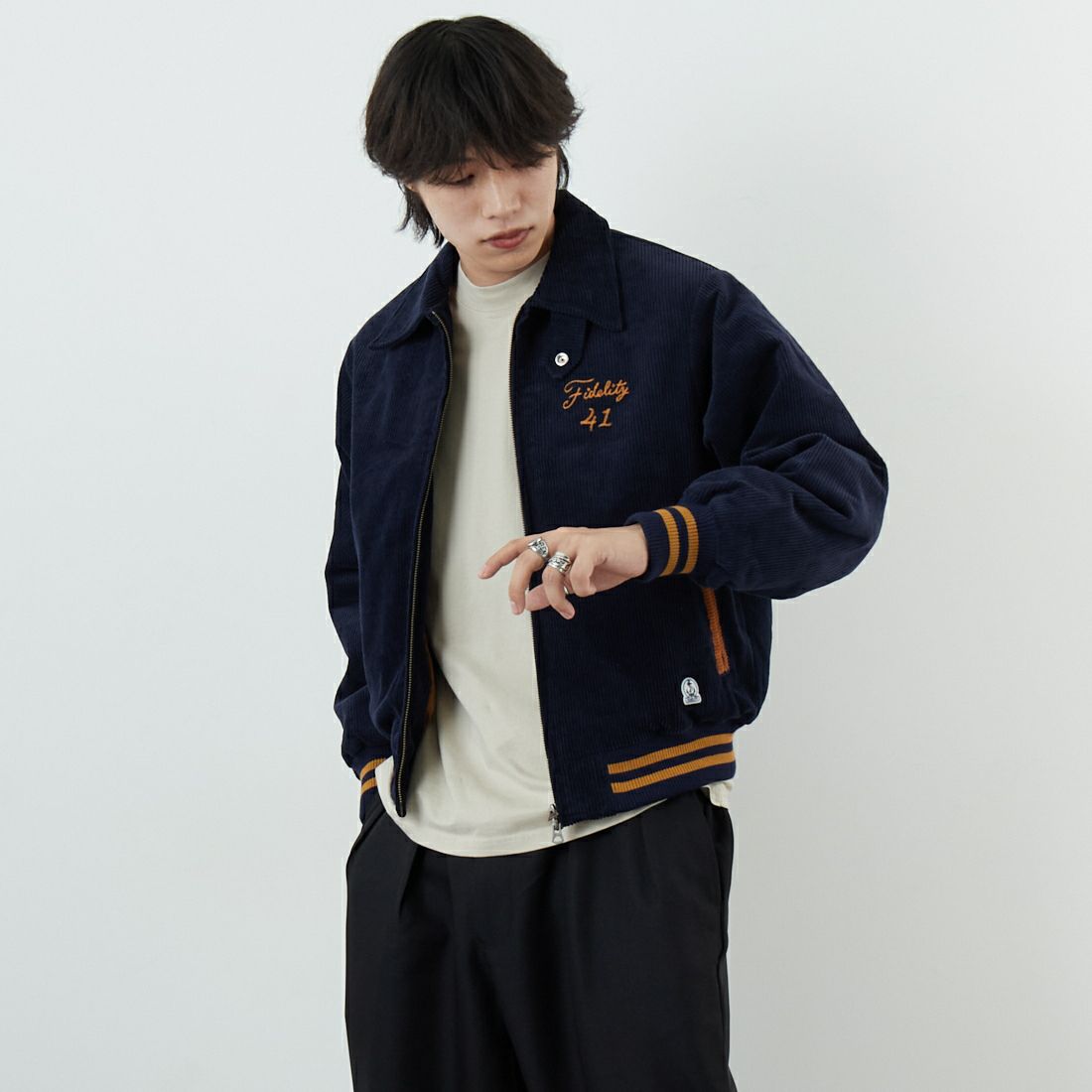 FIDELITY [フィデリティ] FIDELITY×SKOOKUM コーデュロイブルゾン [SN-25775900] 60 NAVY &&モデル身長：179cm 着用サイズ：M&&