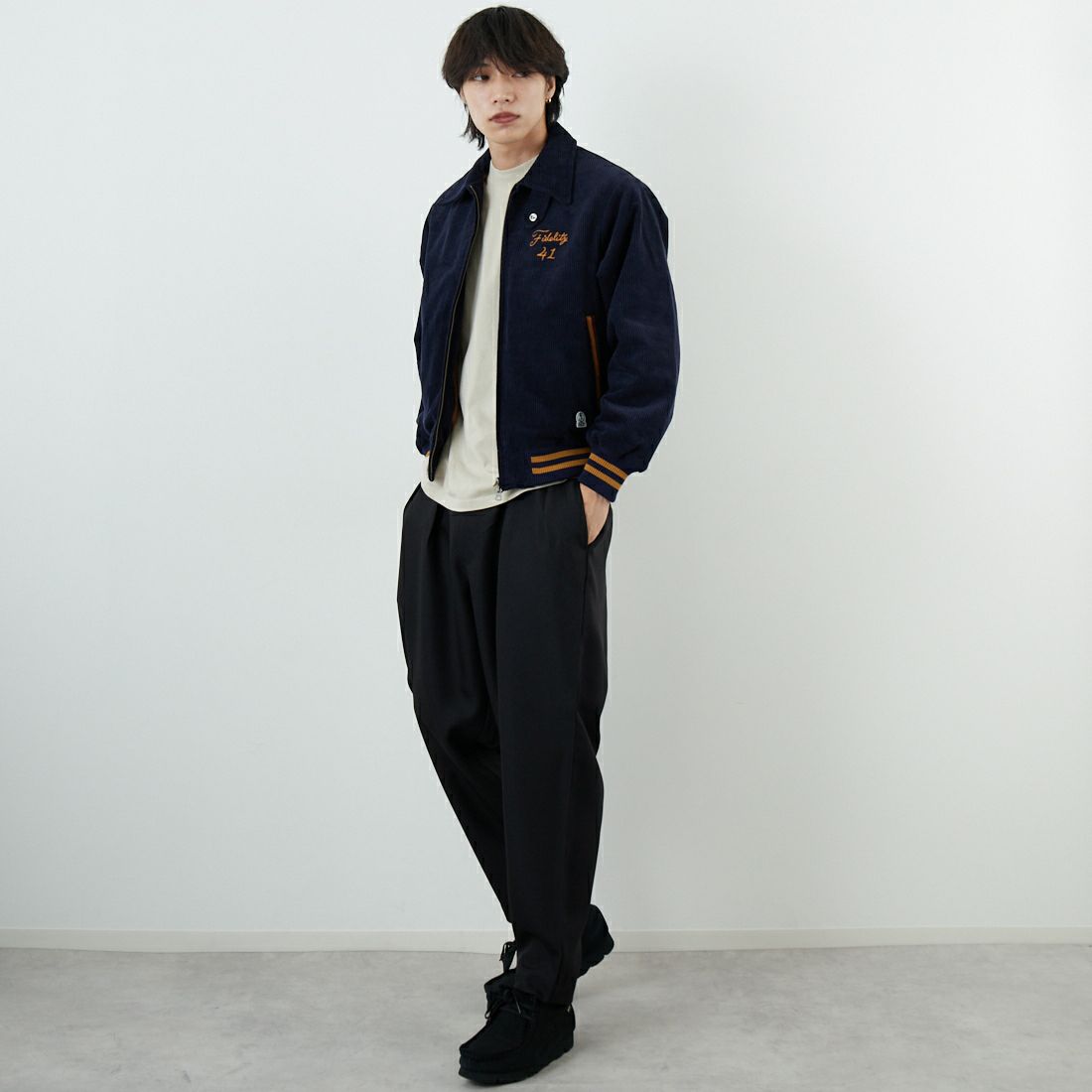 FIDELITY [フィデリティ] FIDELITY×SKOOKUM コーデュロイブルゾン [SN-25775900] 60 NAVY &&モデル身長：179cm 着用サイズ：M&&