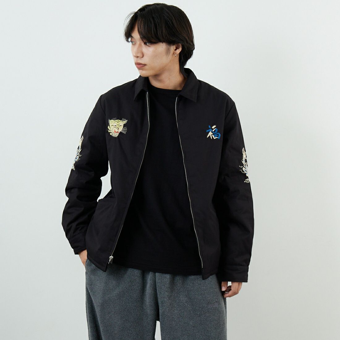 TAILOR TOYO [テーラートウヨウ] リバーシブルベトナムジャケット [TT15800] 119 BLACK &&モデル身長：179cm 着用サイズ：L&&