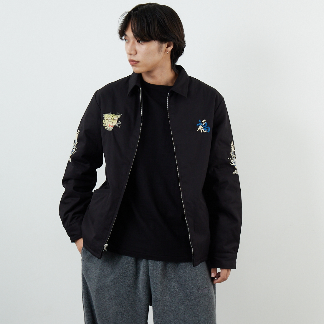 TAILOR TOYO [テーラートウヨウ] リバーシブルベトナムジャケット [TT15800] 119 BLACK &&モデル身長：179cm 着用サイズ：L&&