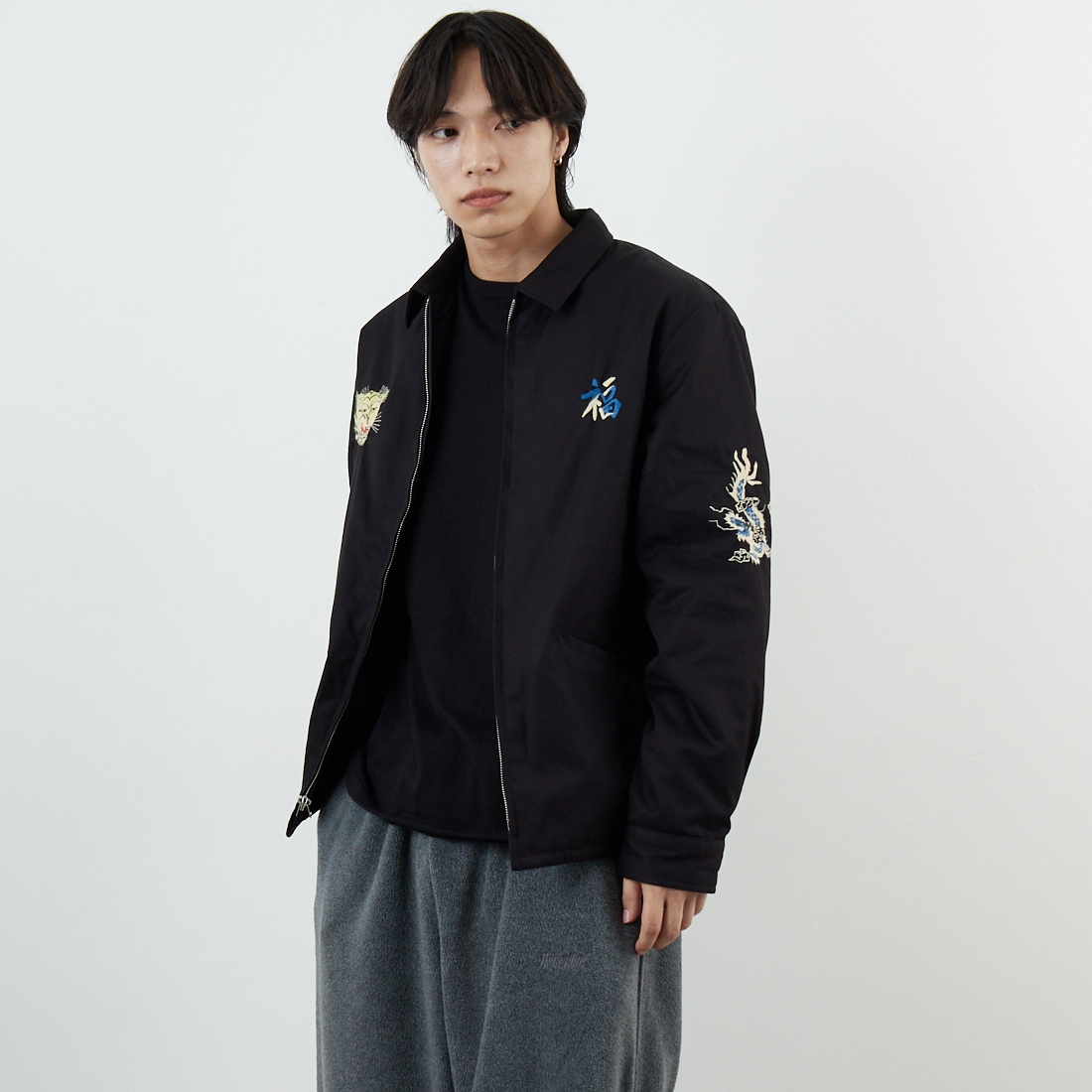 TAILOR TOYO [テーラートウヨウ] リバーシブルベトナムジャケット [TT15800] 119 BLACK &&モデル身長：179cm 着用サイズ：L&&