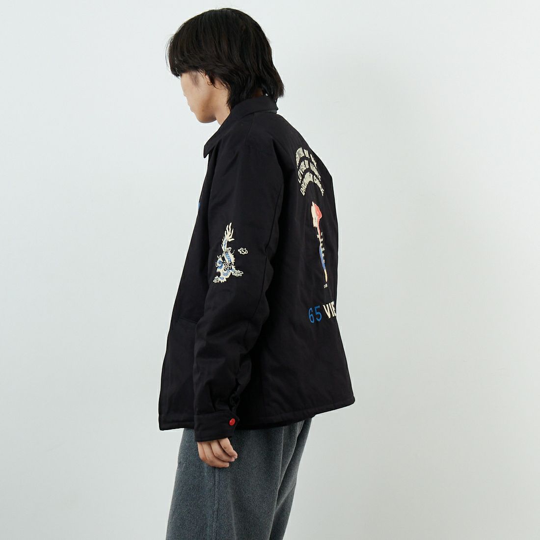 TAILOR TOYO [テーラートウヨウ] リバーシブルベトナムジャケット [TT15800] 119 BLACK &&モデル身長：179cm 着用サイズ：L&&