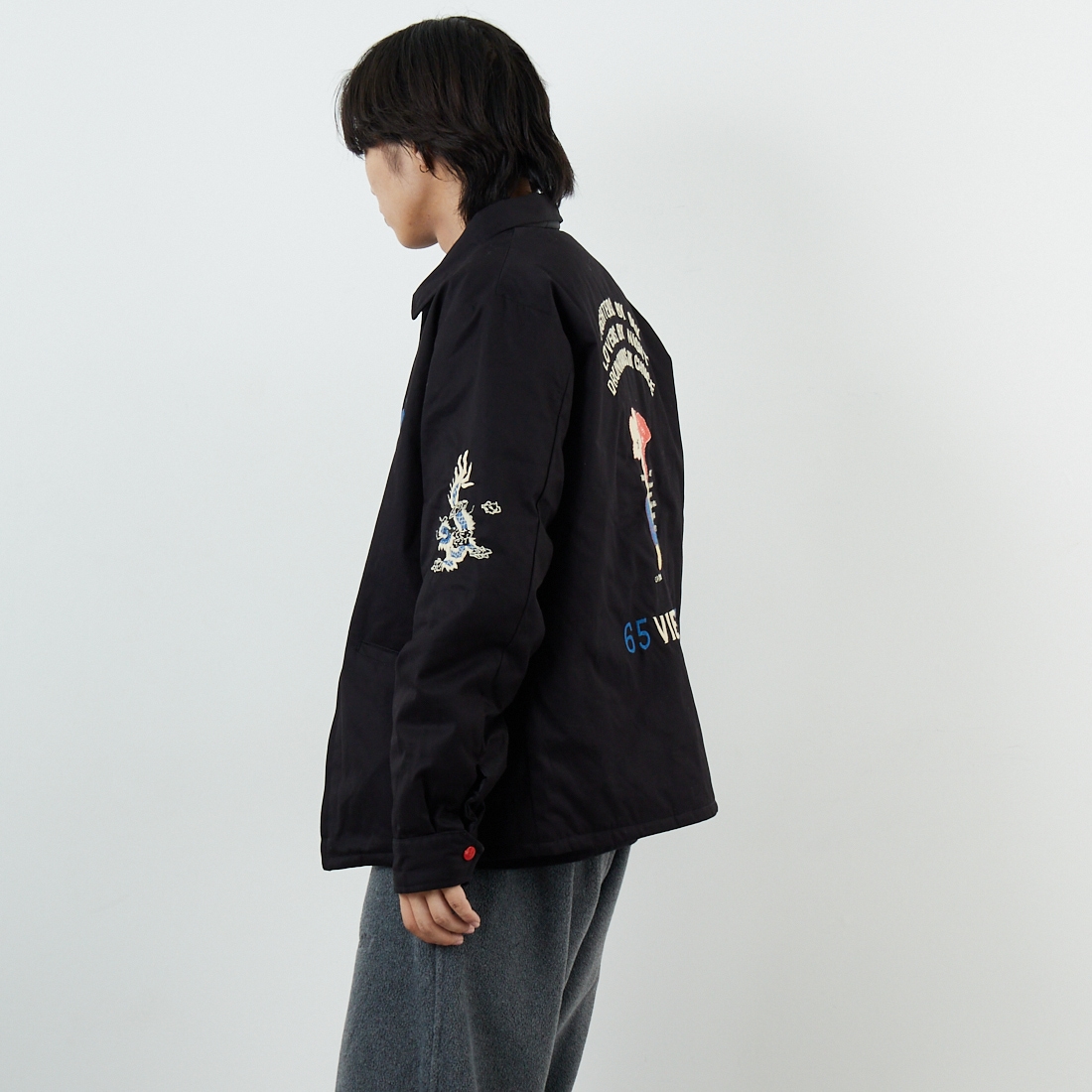 TAILOR TOYO [テーラートウヨウ] リバーシブルベトナムジャケット [TT15800] 119 BLACK &&モデル身長：179cm 着用サイズ：L&&