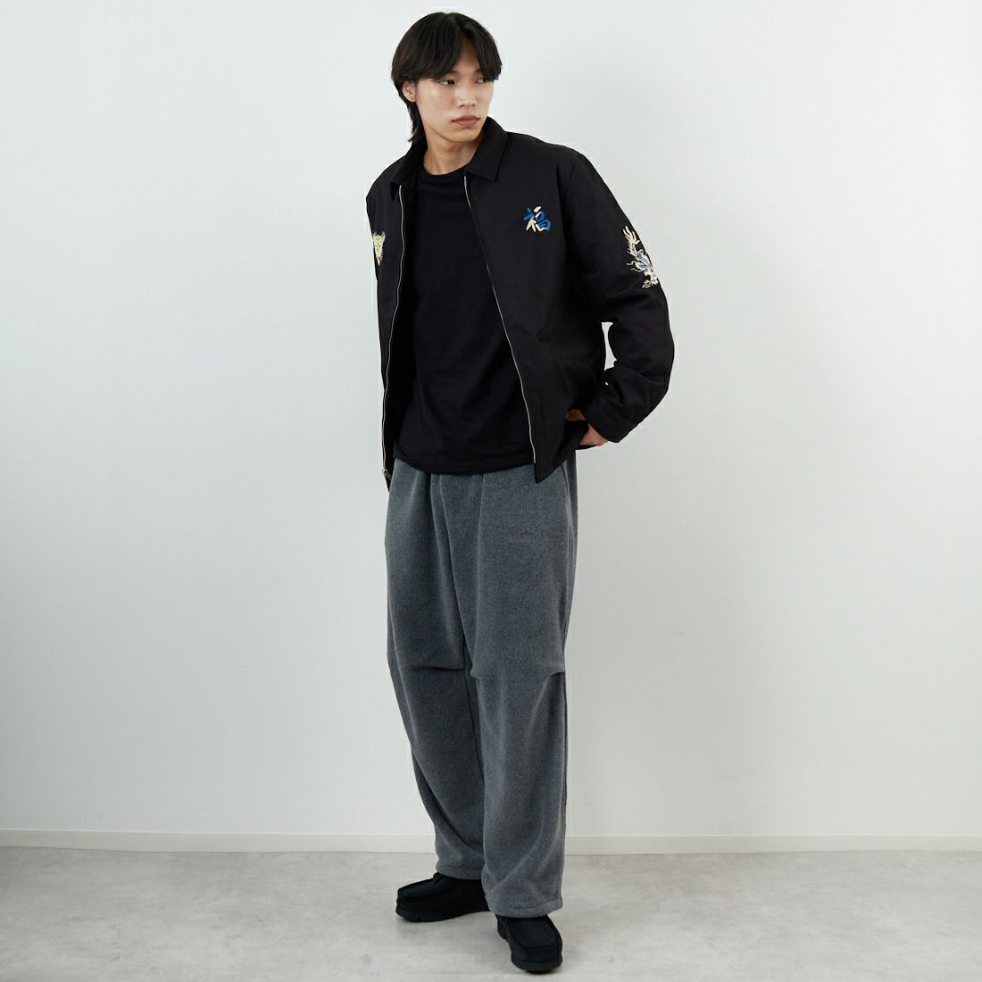 TAILOR TOYO [テーラートウヨウ] リバーシブルベトナムジャケット [TT15800] 119 BLACK &&モデル身長：179cm 着用サイズ：L&&