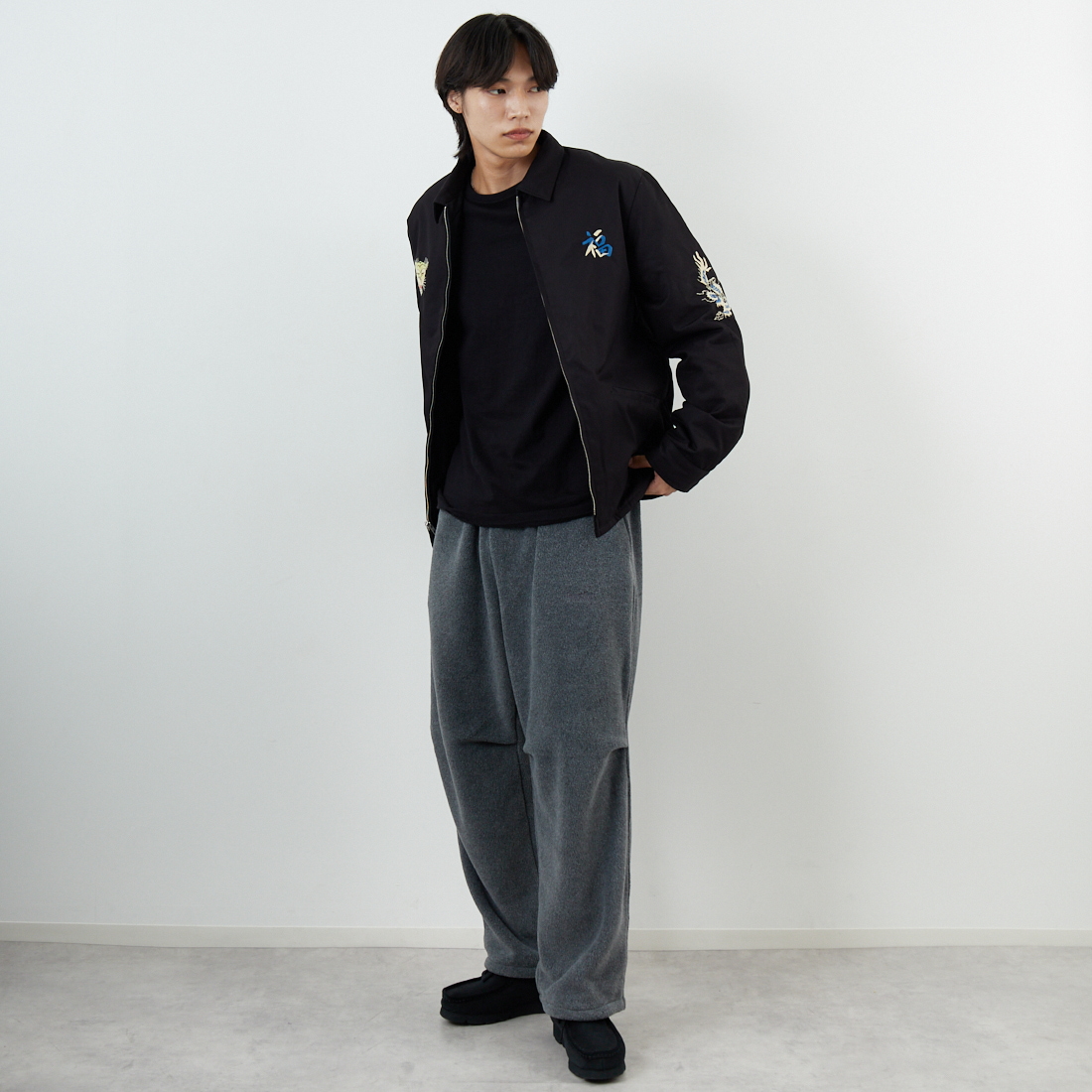 TAILOR TOYO [テーラートウヨウ] リバーシブルベトナムジャケット [TT15800] 119 BLACK &&モデル身長：179cm 着用サイズ：L&&