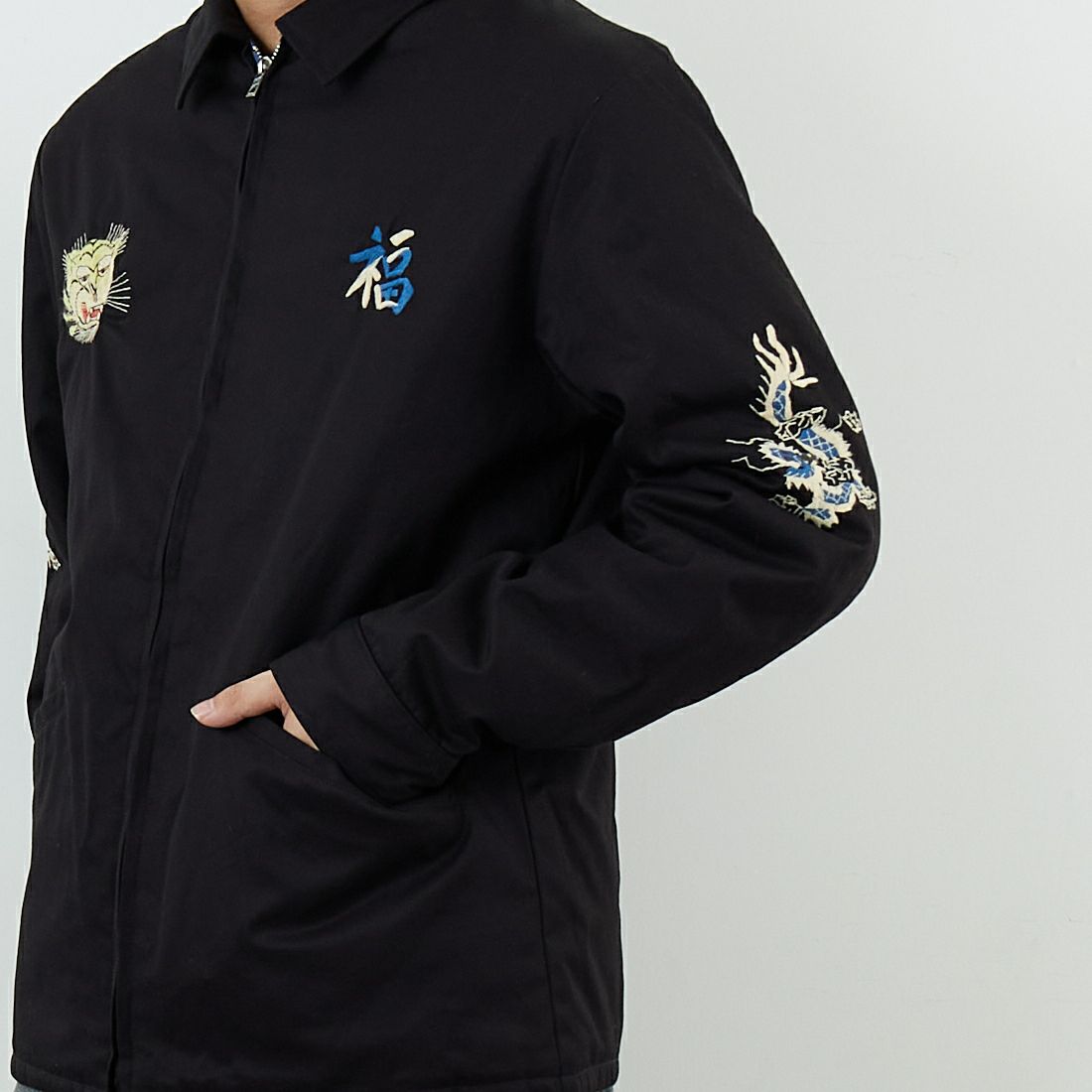 TAILOR TOYO [テーラートウヨウ] リバーシブルベトナムジャケット [TT15800] 119 BLACK &&モデル身長：179cm 着用サイズ：L&&