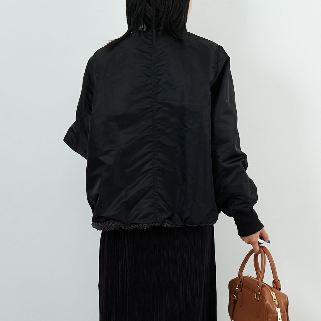 STELLA CIFFON [ステラシフォン] スーパーテディファー リバーシブルブルゾン [ST3-26101] 82 CHARCOA &&モデル身長：167cm 着用サイズ：36&&