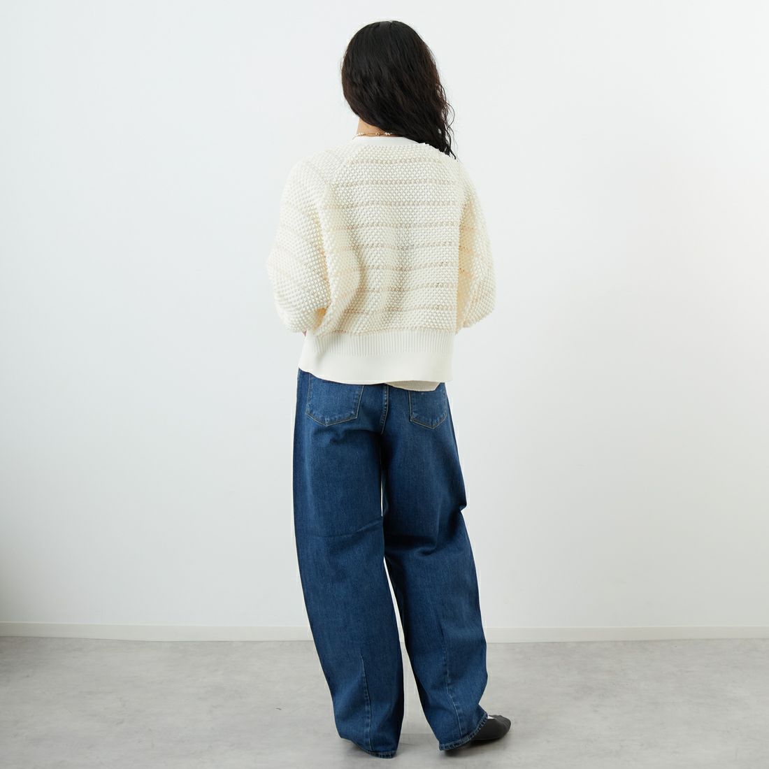 ディニテコリエ　カーディガン DIGNITE COLLIER [ディニテコリエ] ワッフルシアーニットカーディガン