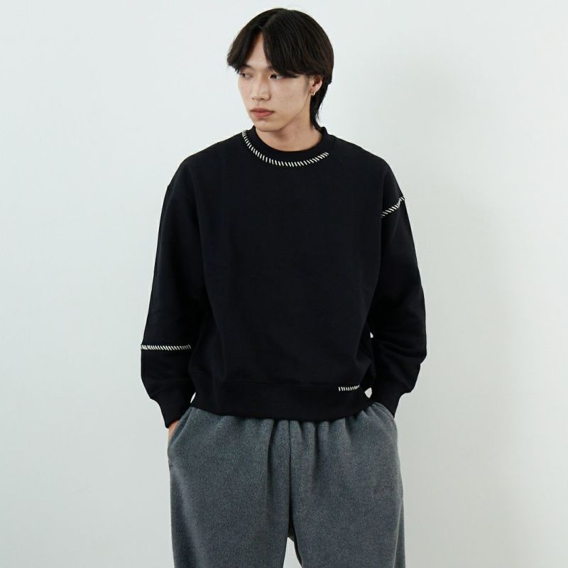 SLICK [スリック] ピグメントダイ ダメージスウェットシャツ [5155923