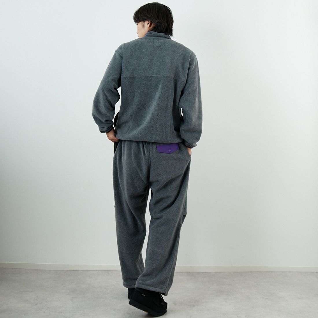 frostline [フロストライン] 別注 フリースハーフスナッププルオーバー [FL17-JK-IN5-JF] GRAY &&モデル身長：179cm 着用サイズ：M&&