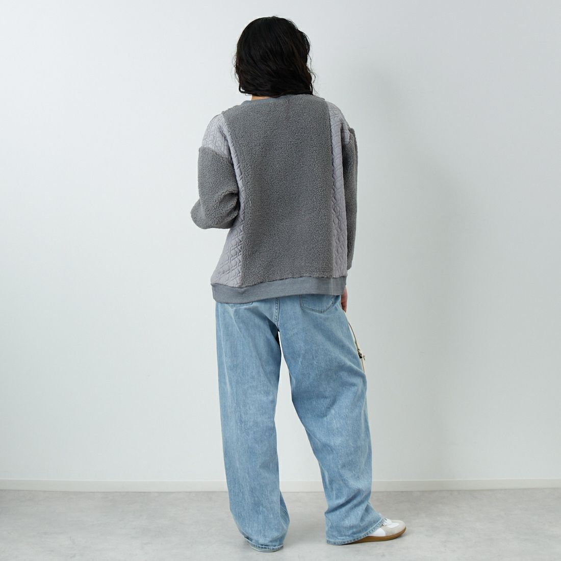 Jf Ready Made [ジェイエフレディメイド] ボア切替キルトプルオーバー [3107104] 805 ｸﾞﾚｲ &&モデル身長：162cm 着用サイズ：F&&