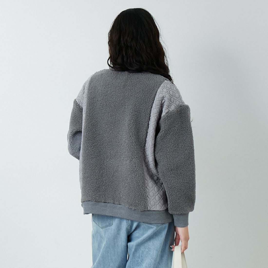 Jf Ready Made [ジェイエフレディメイド] ボア切替キルトプルオーバー [3107104] 805 ｸﾞﾚｲ &&モデル身長：162cm 着用サイズ：F&&