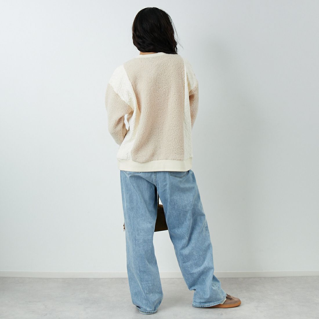 Jf Ready Made [ジェイエフレディメイド] ボア切替キルトプルオーバー [3107104] 102 ｷﾅﾘ &&モデル身長：162cm 着用サイズ：F&&