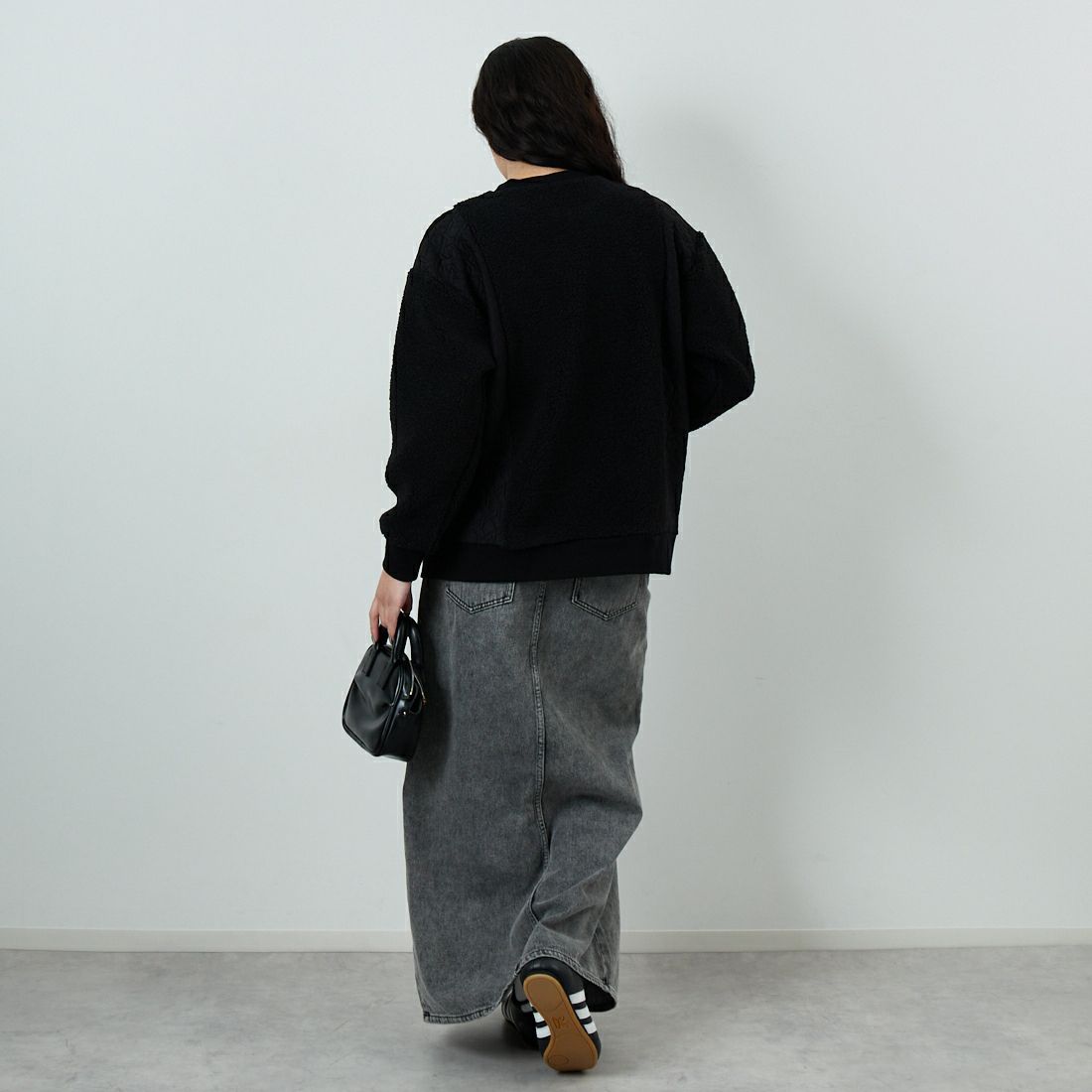 Jf Ready Made [ジェイエフレディメイド] ボア切替キルトプルオーバー [3107104] 801 ﾌﾞﾗｯｸ &&モデル身長：162cm 着用サイズ：F&&