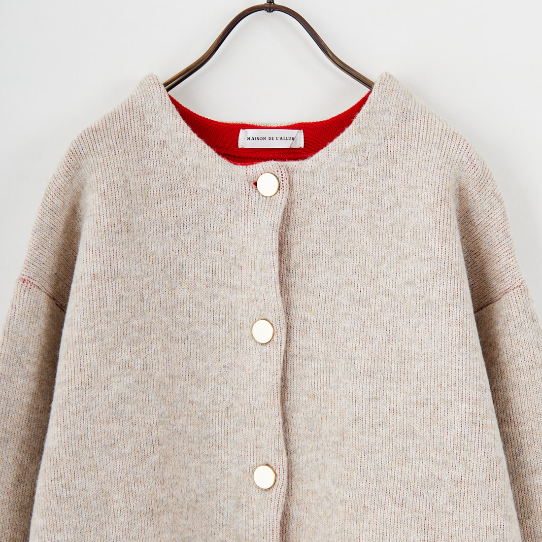 Maison de L'allure [メゾン ドゥ ラリュール] ダブルフェイスニットコート [M24131036] 22 BEG/RED