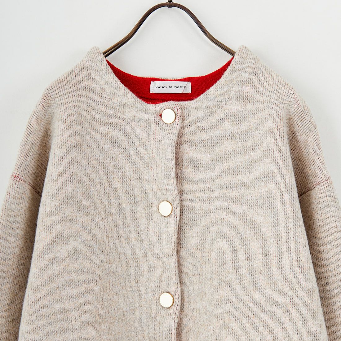 Maison de L'allure [メゾン ドゥ ラリュール] ダブルフェイスニットコート [M24131036] 22 BEG/RED