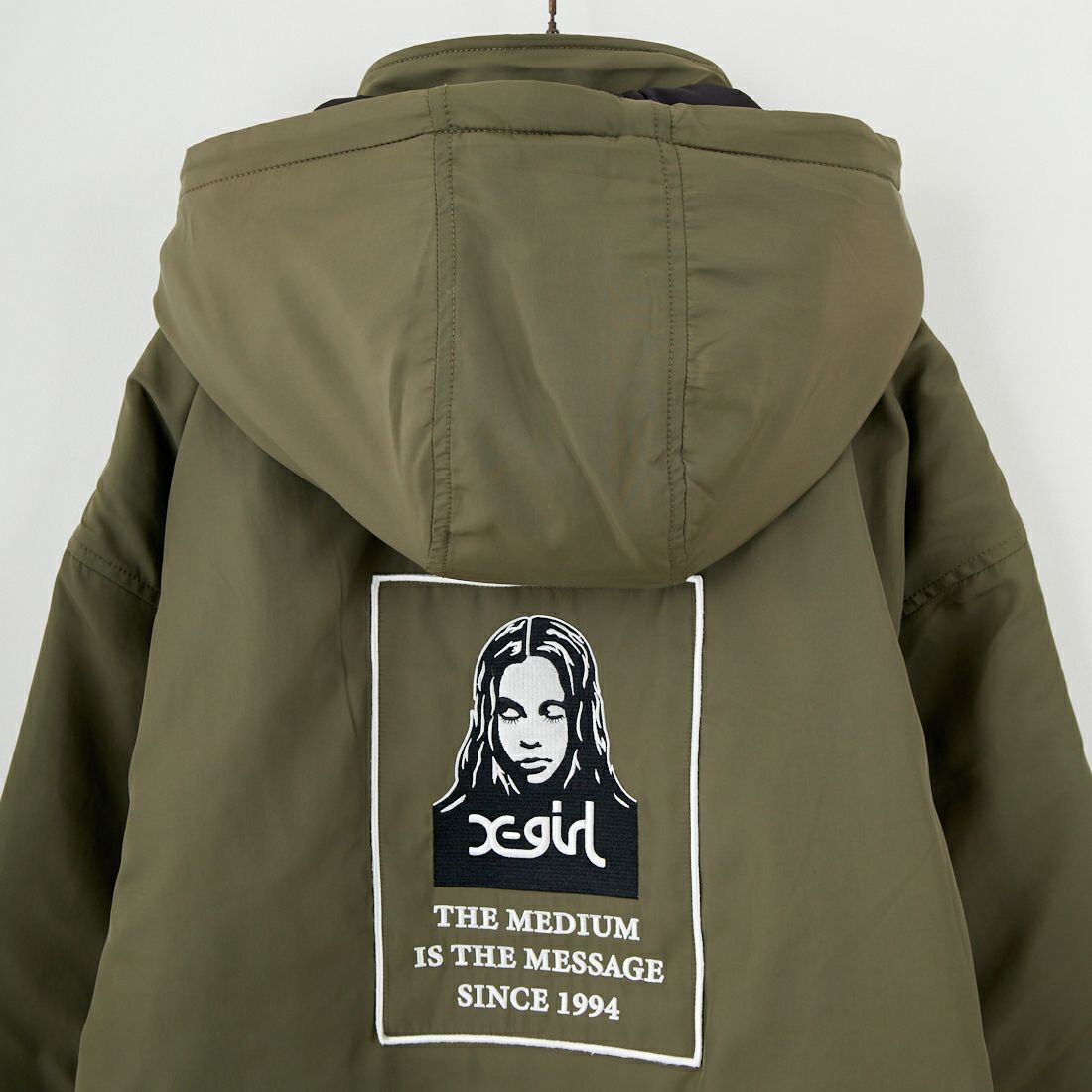 X-girl [エックスガール] フェイスパッチ リバーシブルジャケット [105253021006] OLIVE