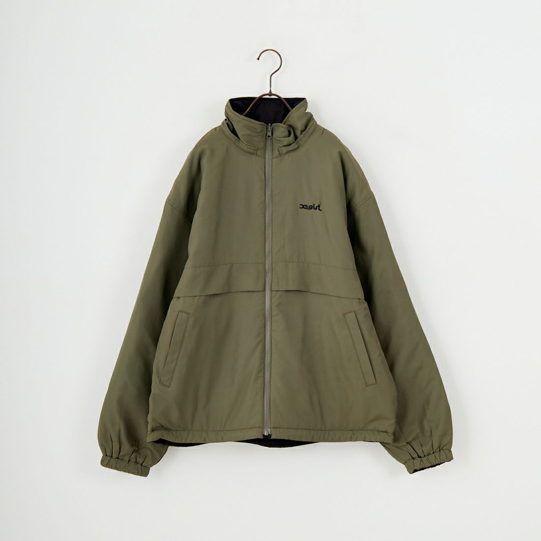 X-girl [エックスガール] フェイスパッチ リバーシブルジャケット [105253021006] OLIVE