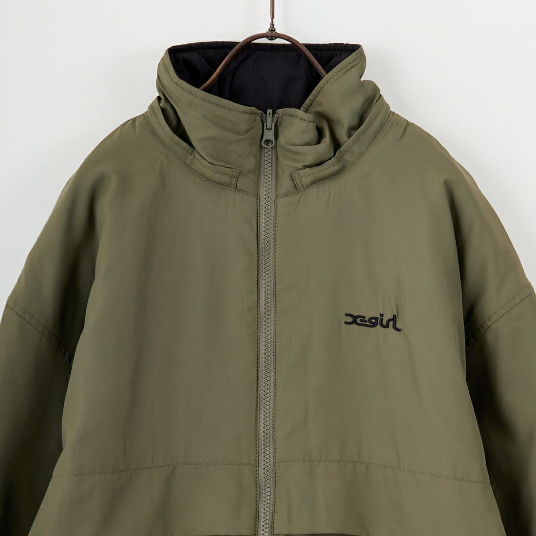 X-girl [エックスガール] フェイスパッチ リバーシブルジャケット [105253021006] OLIVE