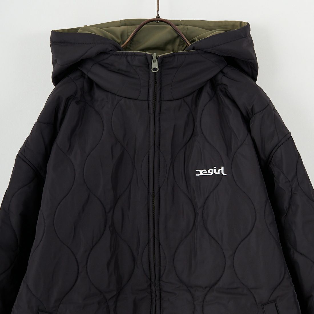 X-girl [エックスガール] フェイスパッチ リバーシブルジャケット [105253021006] OLIVE