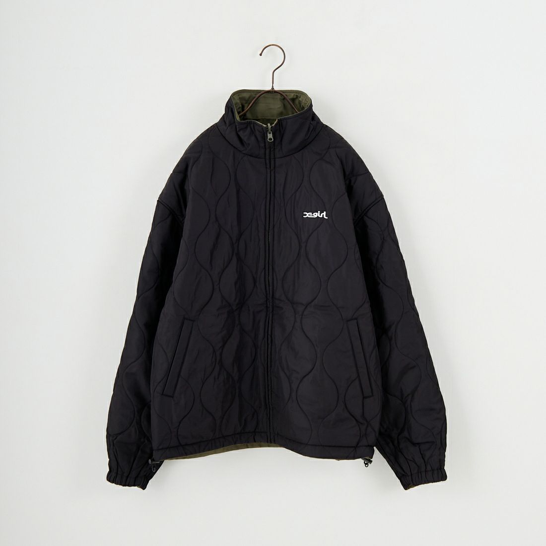 X-girl [エックスガール] フェイスパッチ リバーシブルジャケット [105253021006] OLIVE